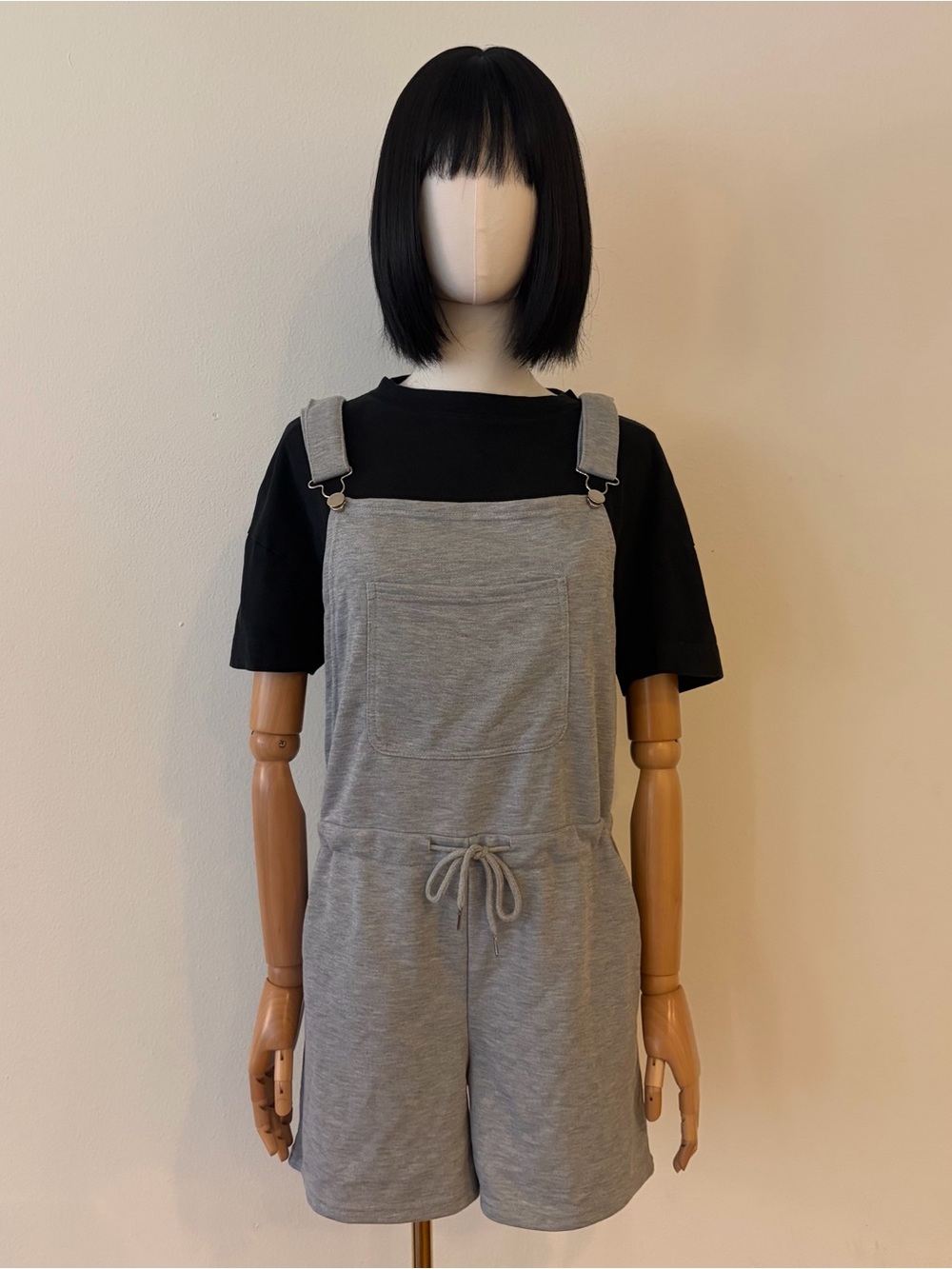 NWT GM Studio Grey Cotton Sweatpant Overalls Shorts Dungarees Romper